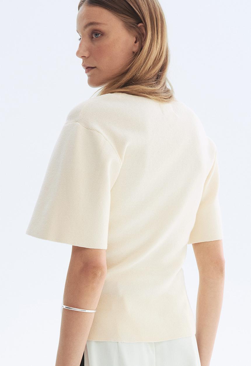 H&M - Fine-knit T-shirt - cream