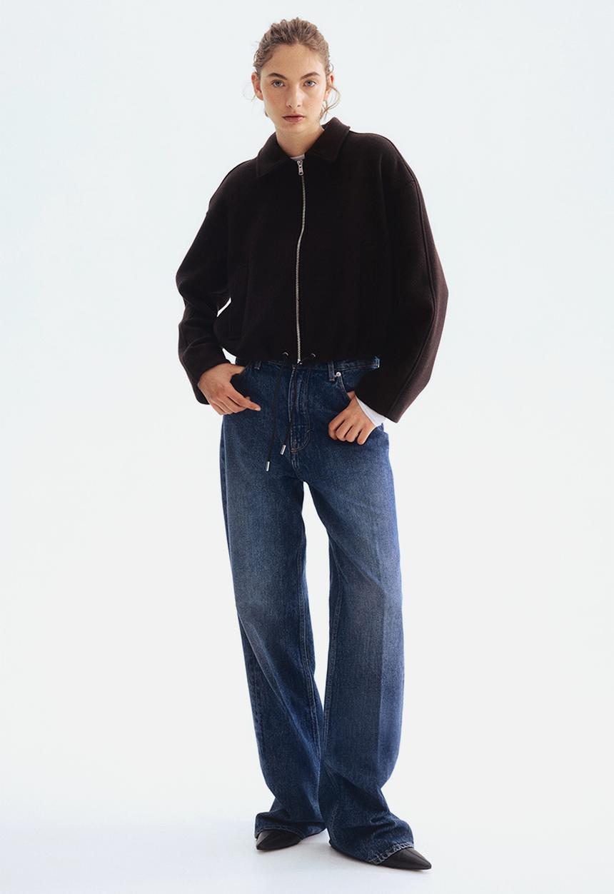 H&M - Short wool-blend jacket - dark brown