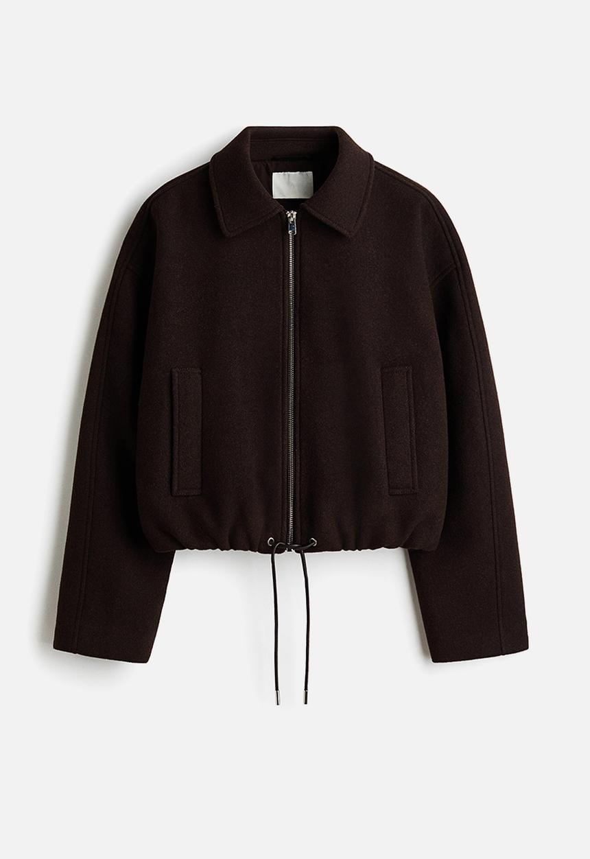 H&M - Short wool-blend jacket - dark brown