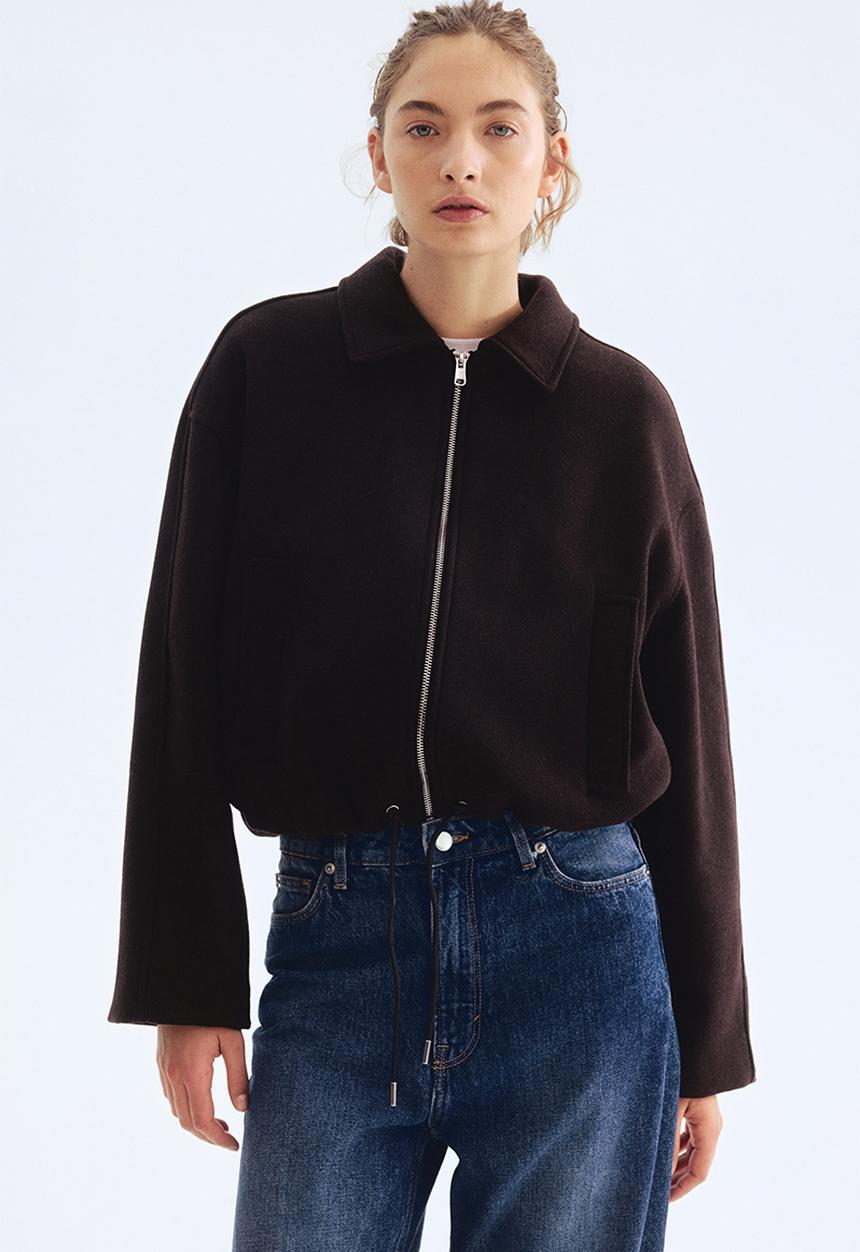 H&M - Short wool-blend jacket - dark brown