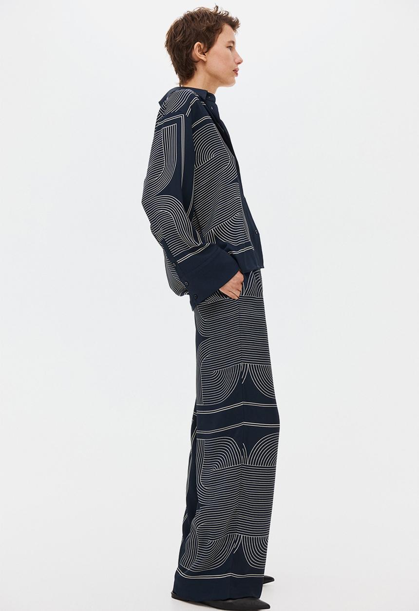 H&M - Pull-on trousers - dark blue/patterned