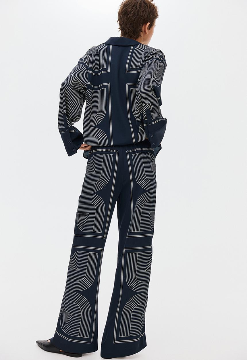 H&M - Pull-on trousers - dark blue/patterned