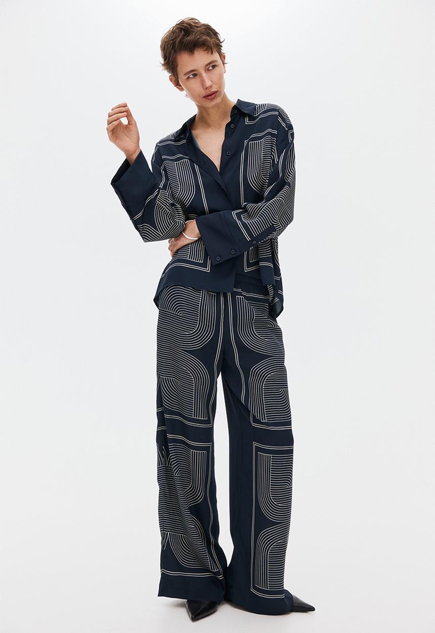 H&M - Pull-on trousers - dark blue/patterned