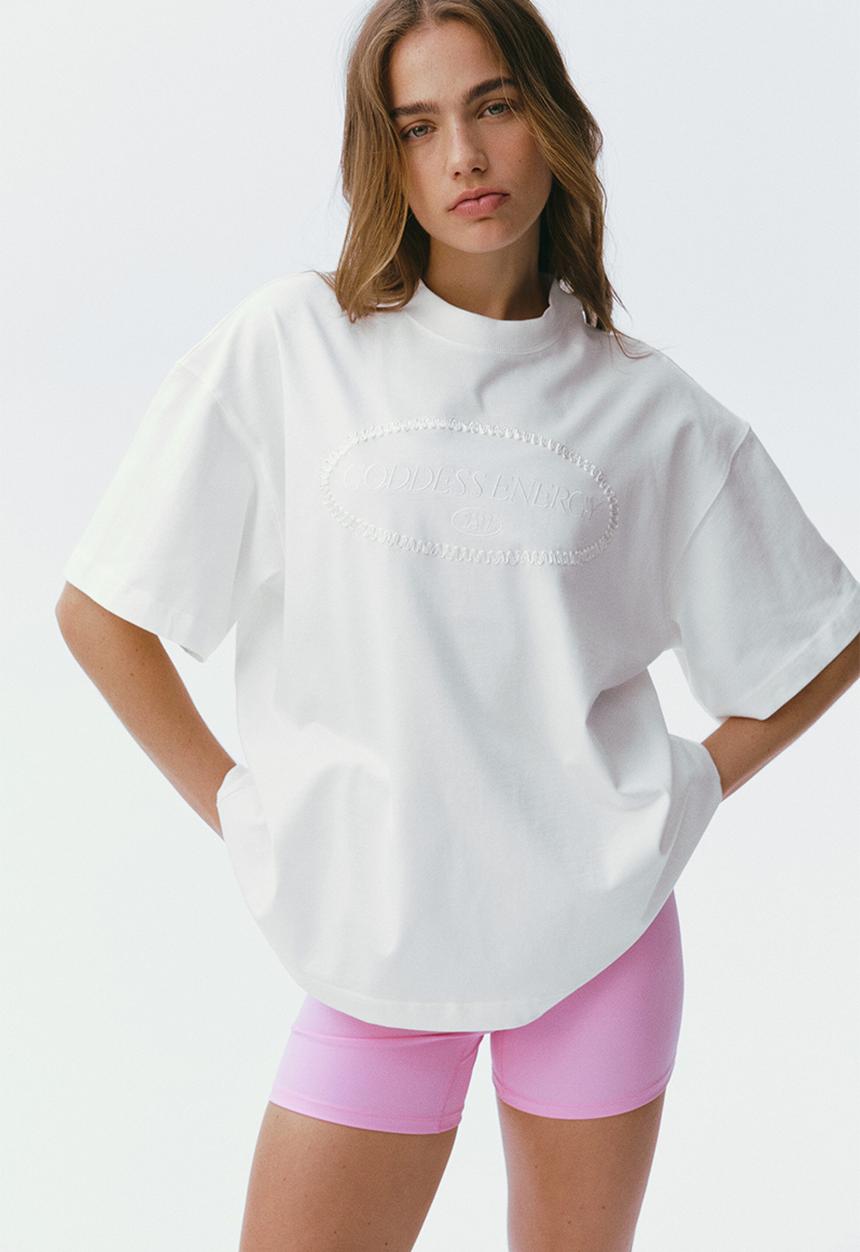 H&M - Oversized fit printed sports T-shirt - white