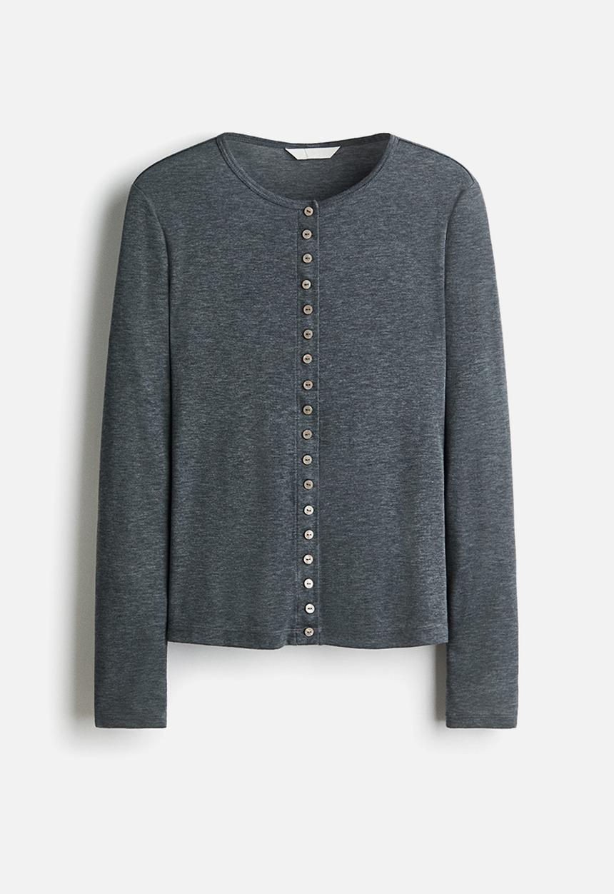 H&M - Sheer cardigan - dark grey marl