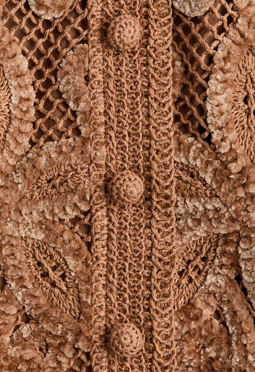 H&M - Cropped crochet-look top - dark beige