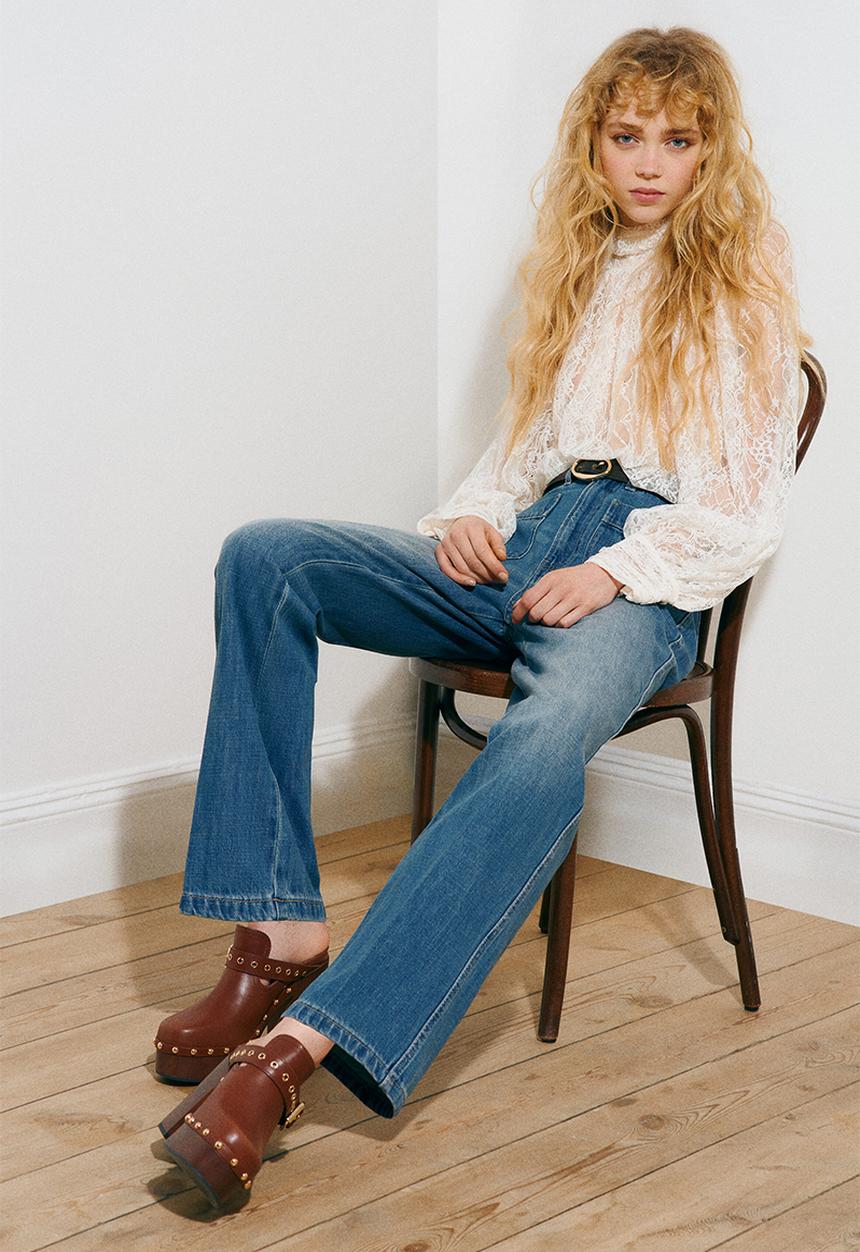 H&M - Straight high waist jeans - denim blue