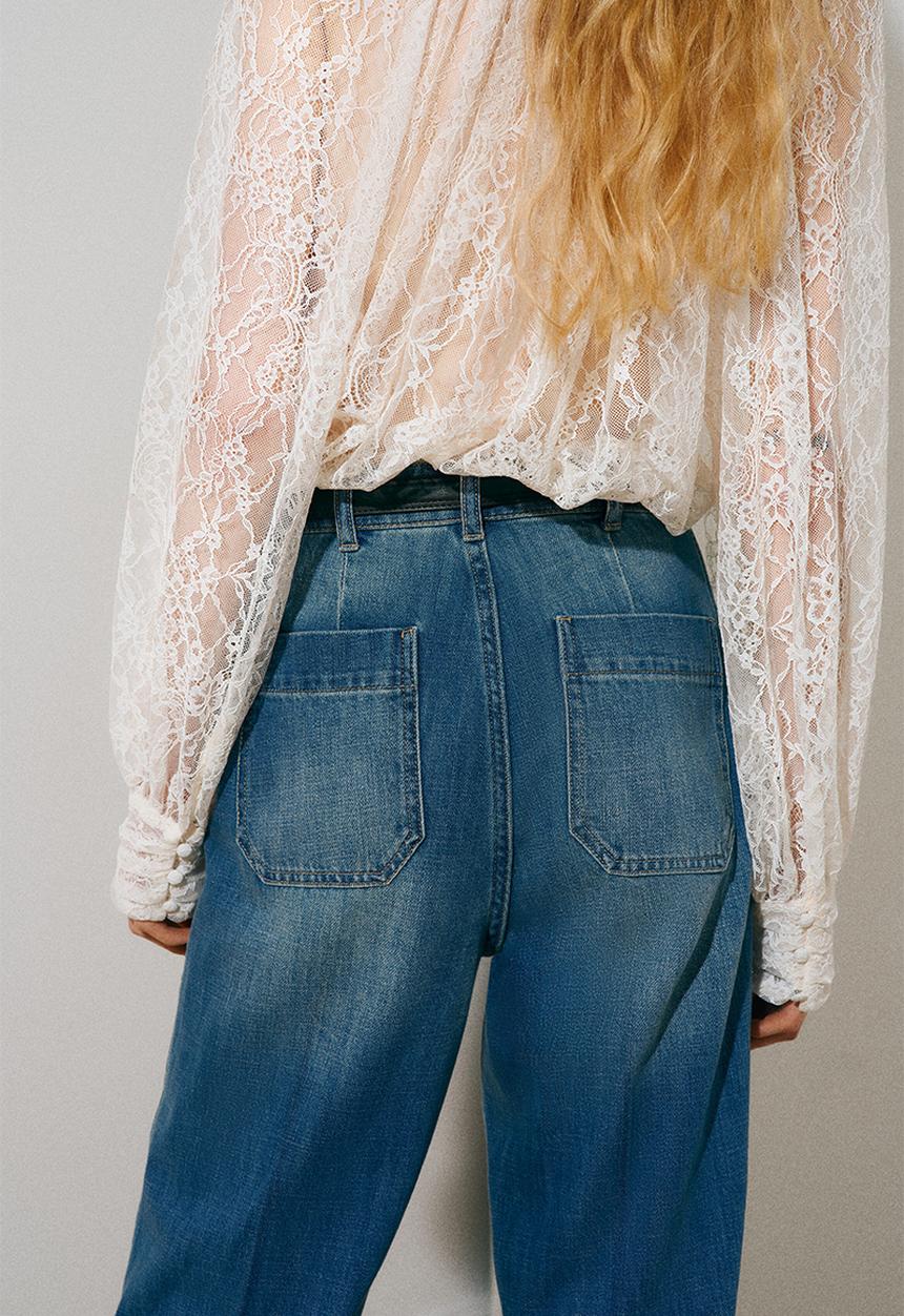 H&M - Straight high waist jeans - denim blue