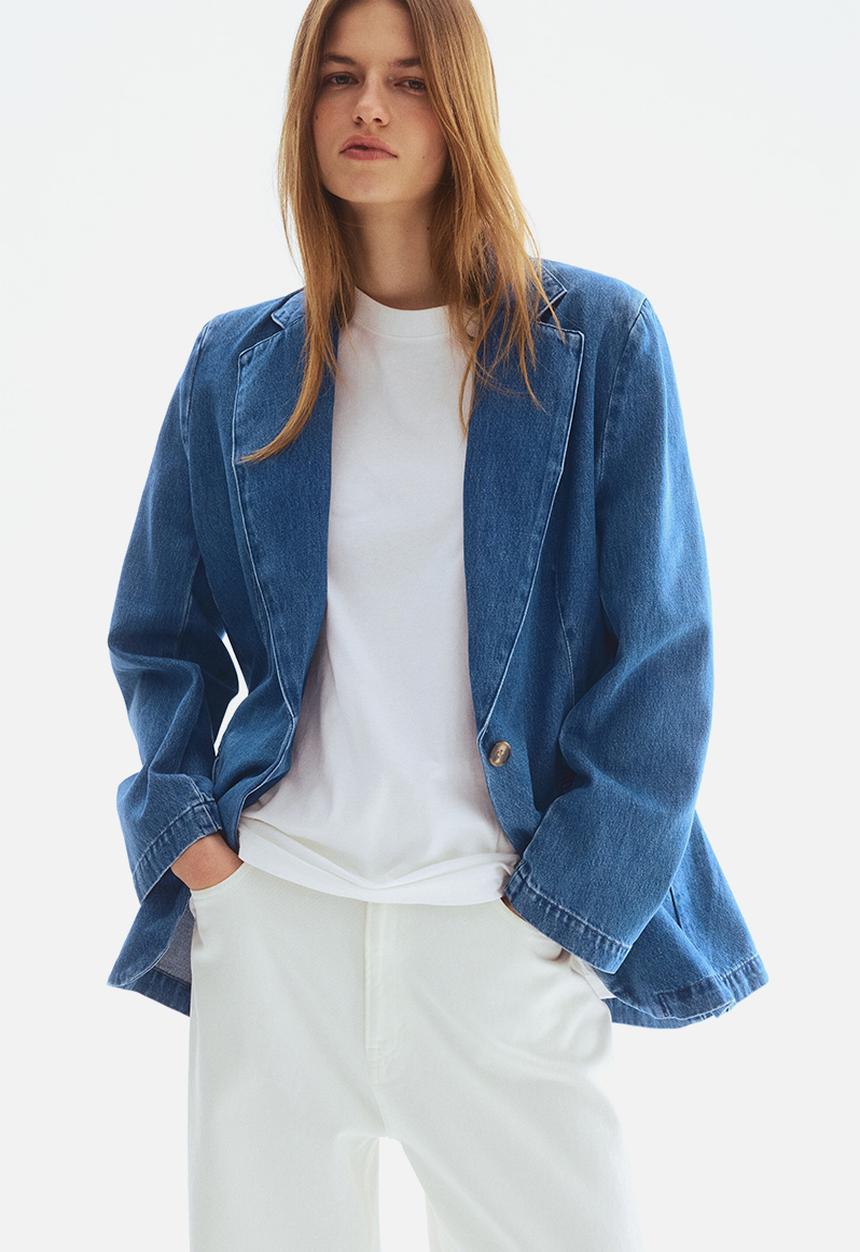H&M - Single-breasted denim blazer - denim blue