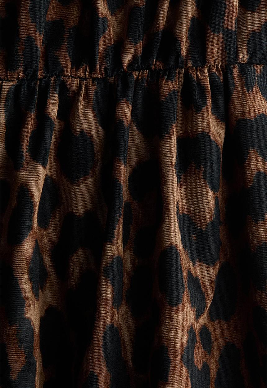 H&M - Short-sleeved shirt dress - beige/leopard print