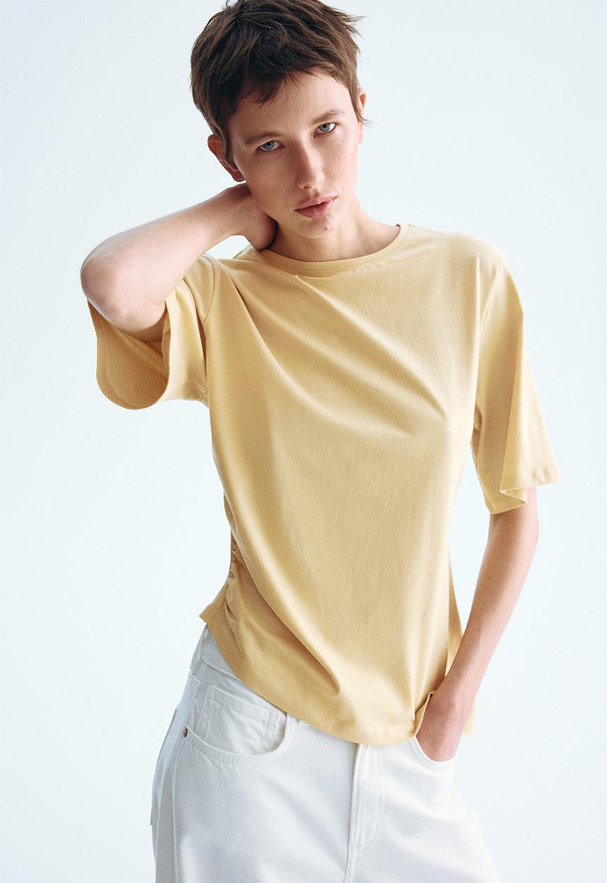 H&M - Draped T-shirt - light yellow