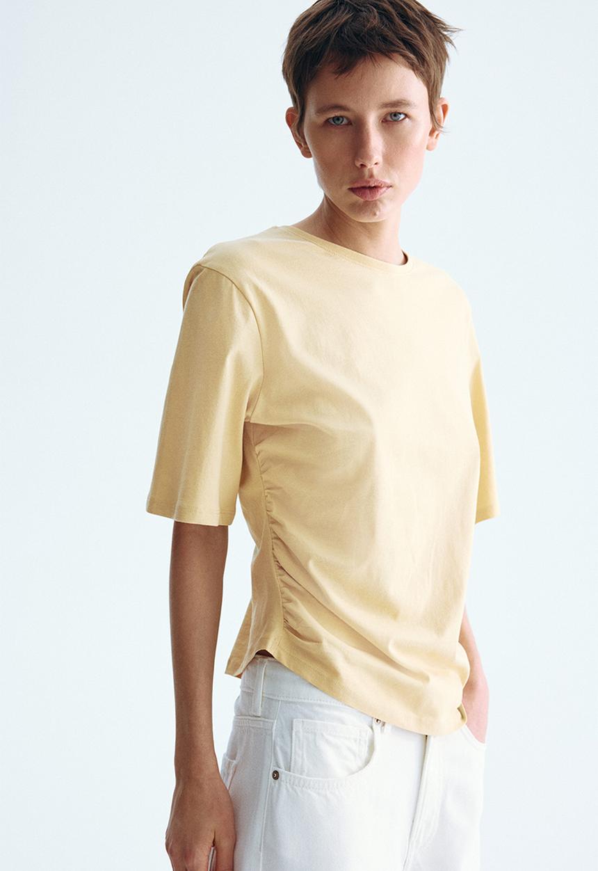 H&M - Draped T-shirt - light yellow