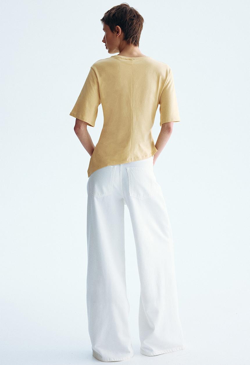 H&M - Draped T-shirt - light yellow