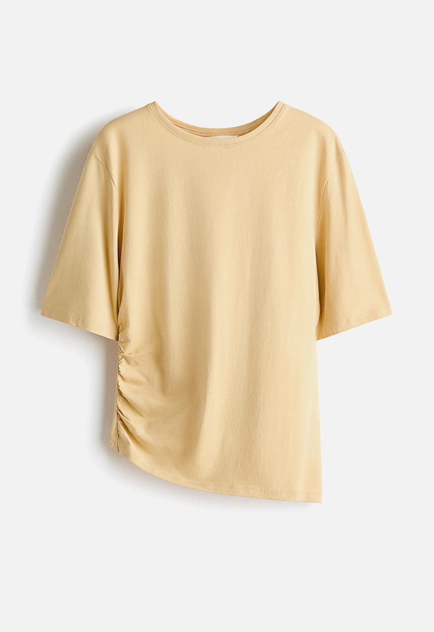 H&M - Draped T-shirt - light yellow