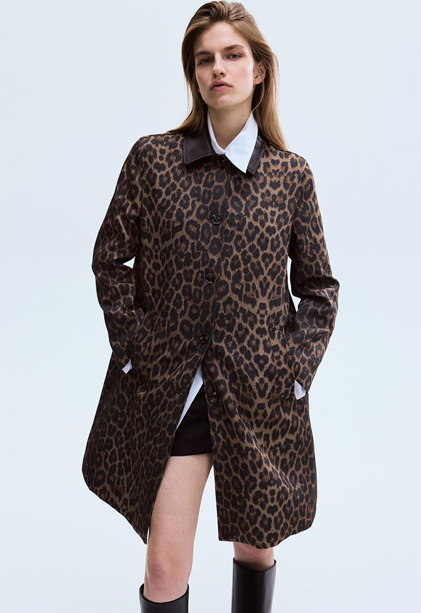 H&M - Twill car coat - brown/leopard print