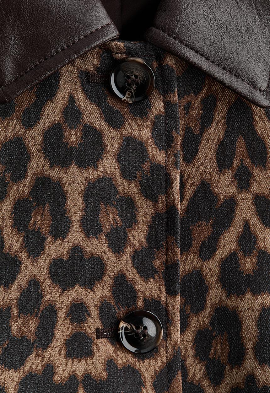 H&M - Twill car coat - brown/leopard print
