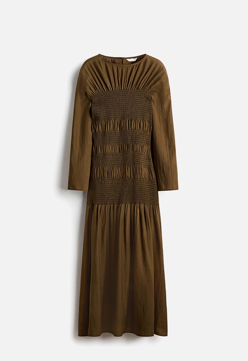 H&M - Smocked dress - dark khaki green