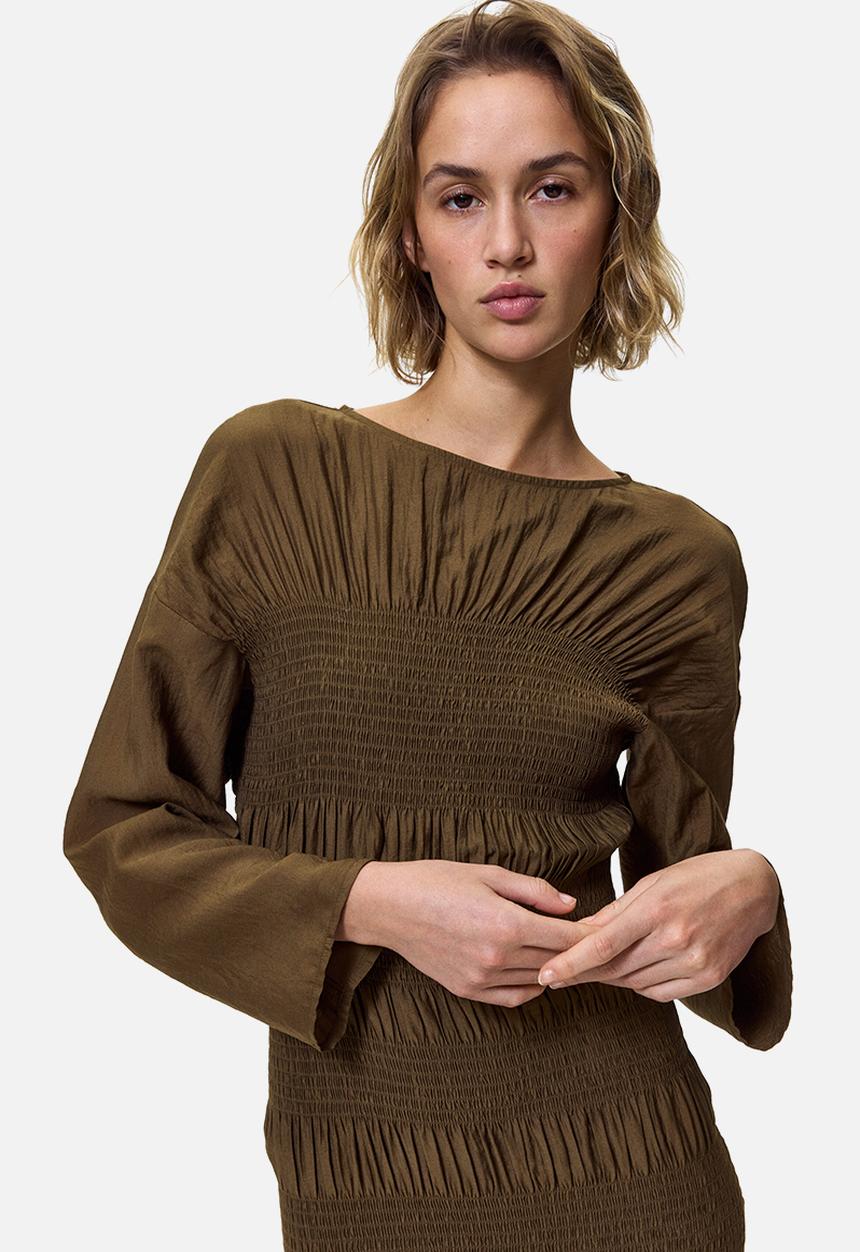 H&M - Smocked dress - dark khaki green