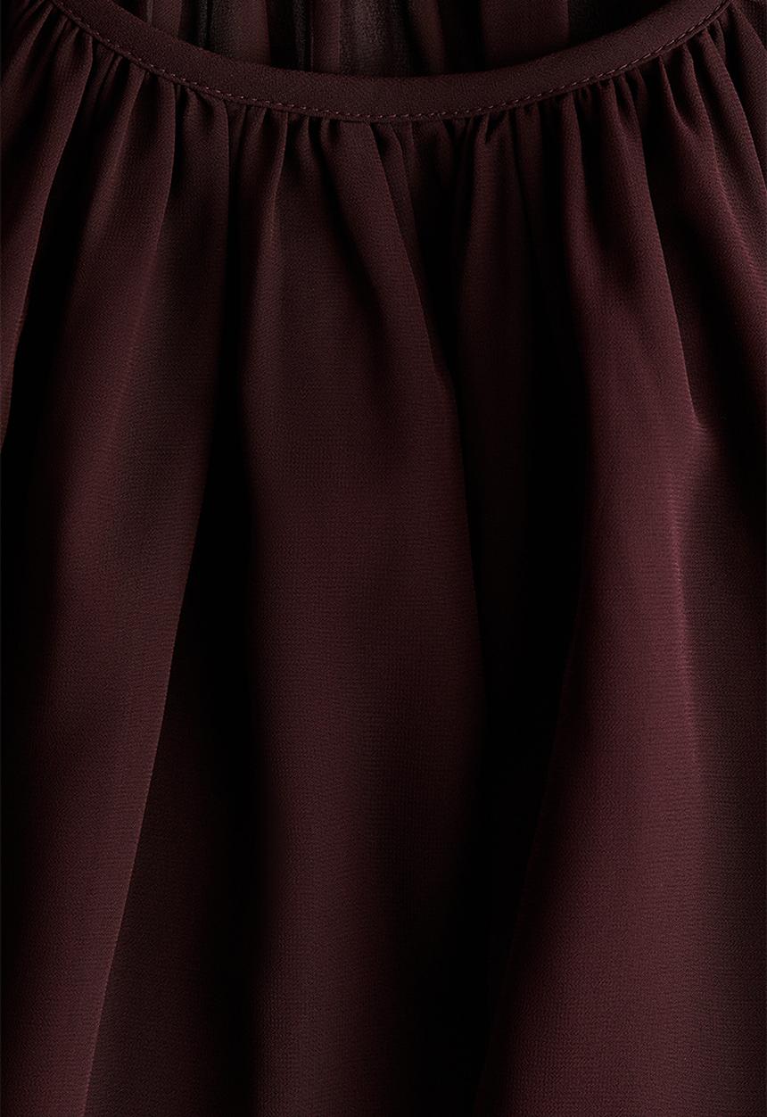 H&M - Sheer flounce-trimmed blouse - dark brown
