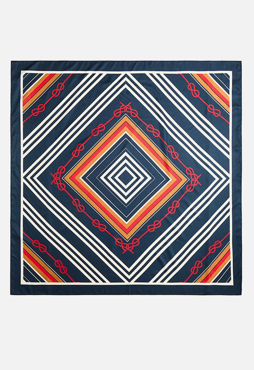 H&M - Patterned scarf - navy blue/knots