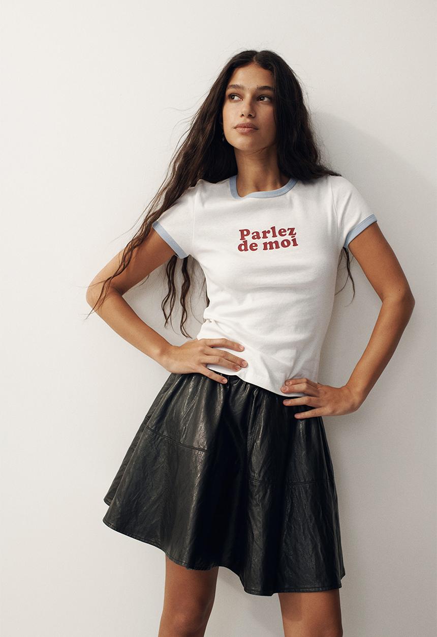 H&M - Print-motif t-shirt - white/parlez de moi