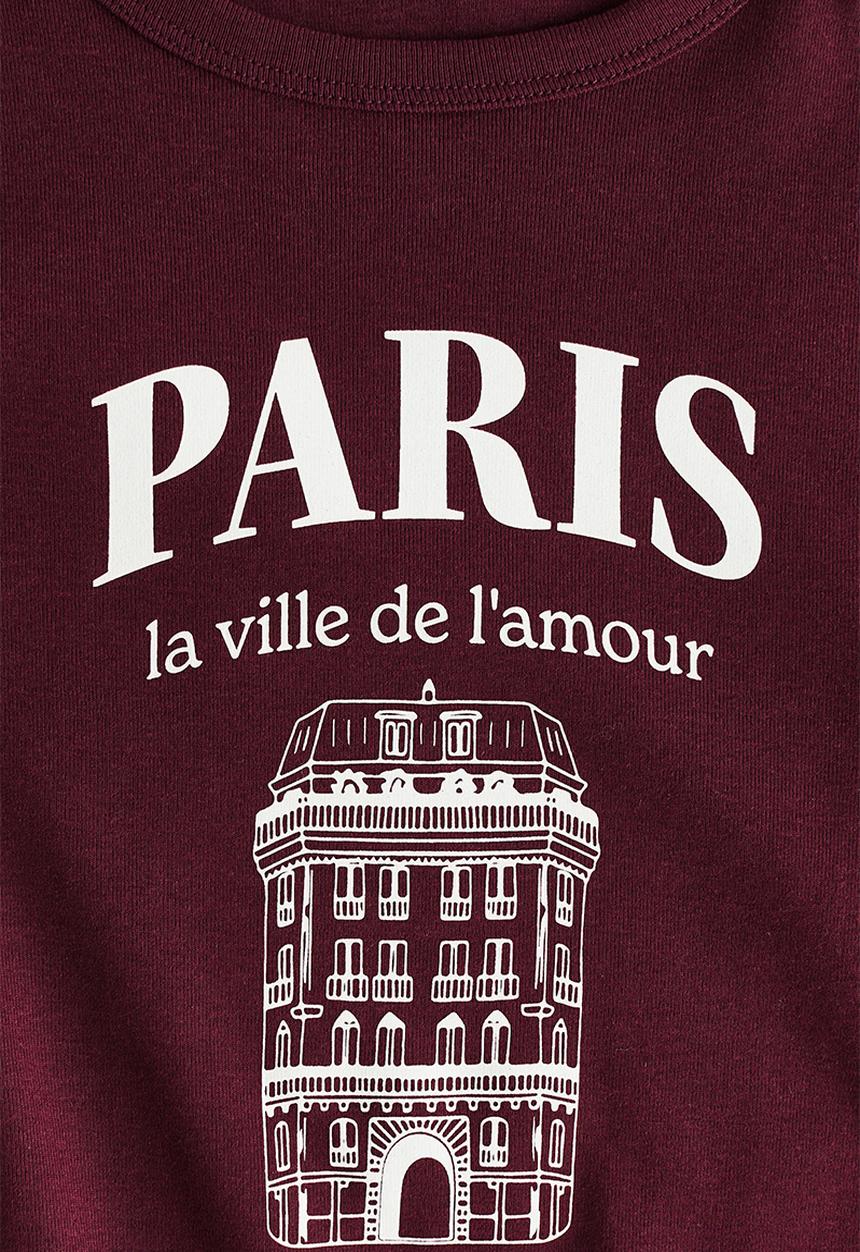 H&M - Print-motif t-shirt - burgundy/paris
