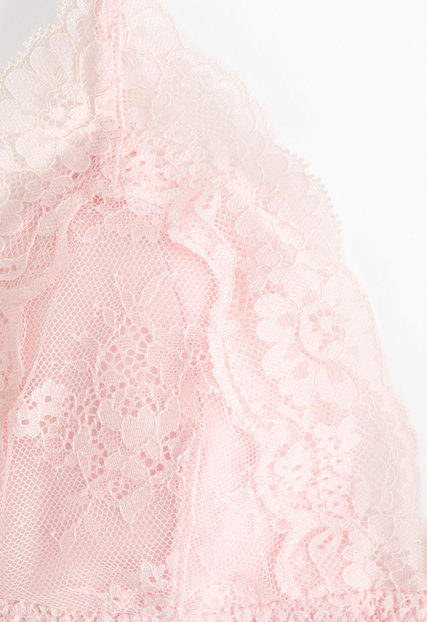 H&M - Padded soft lace bra - light pink