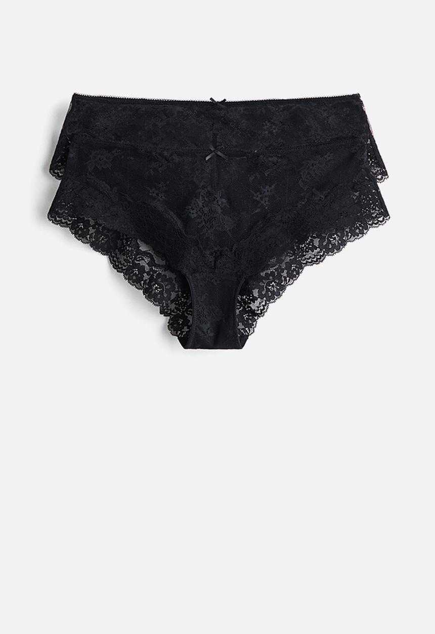 H&M - 2-pack lace hipster briefs - black