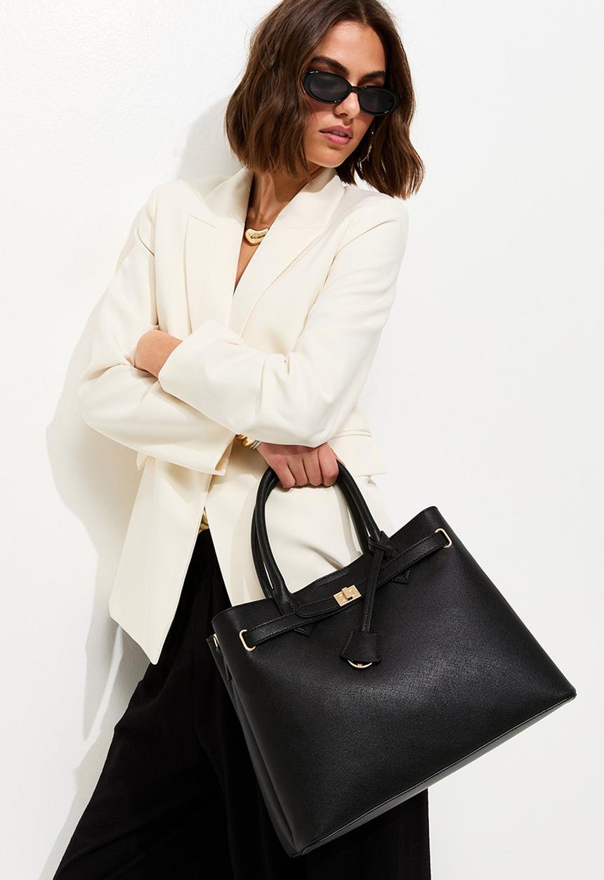 New Look - Annie Belted Saffiano - Black