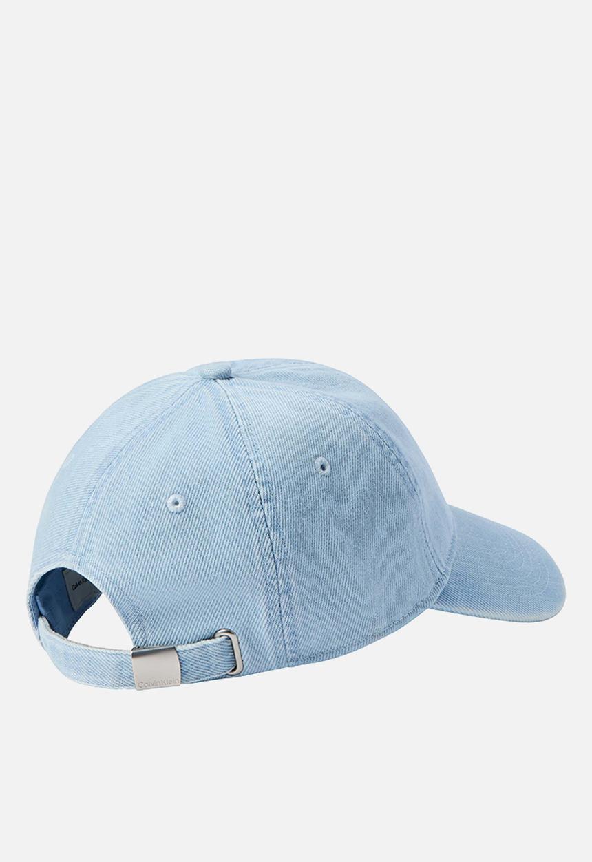 Calvin Klein - Monogram embroidery denim baseball cap -light wash denim