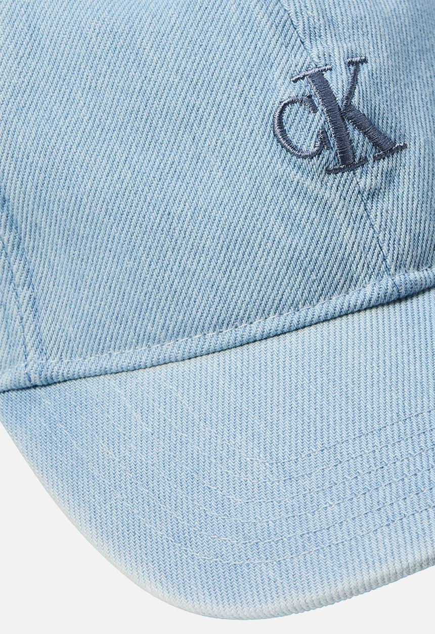 Calvin Klein - Monogram embroidery denim baseball cap -light wash denim