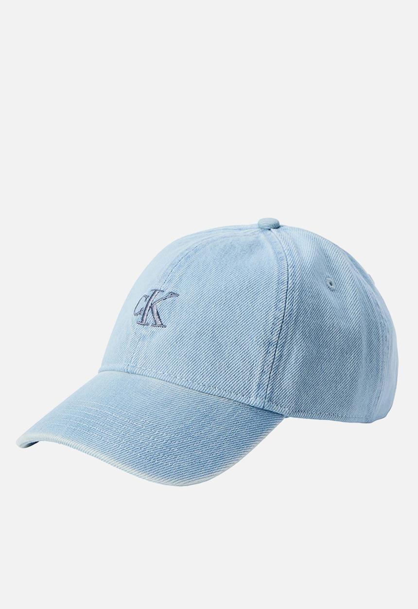 Calvin Klein - Monogram embroidery denim baseball cap -light wash denim