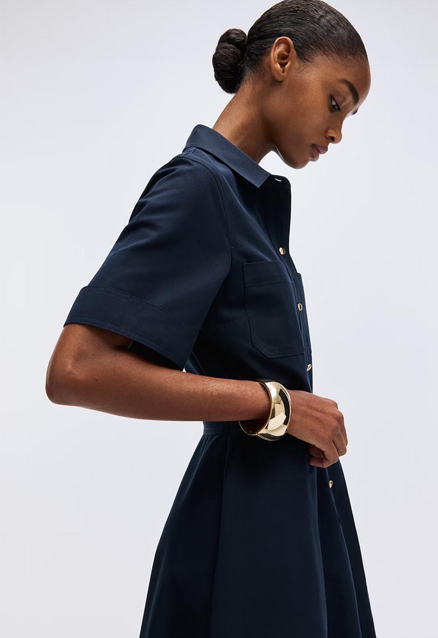 H&M - Short-sleeved shirt dress - navy blue