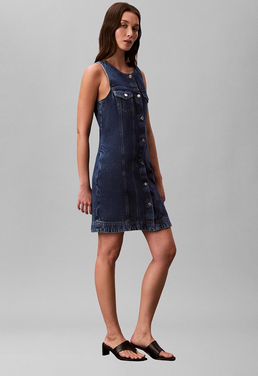 Calvin Klein - Whs slvls mini trucker dress madden blue - madden blue