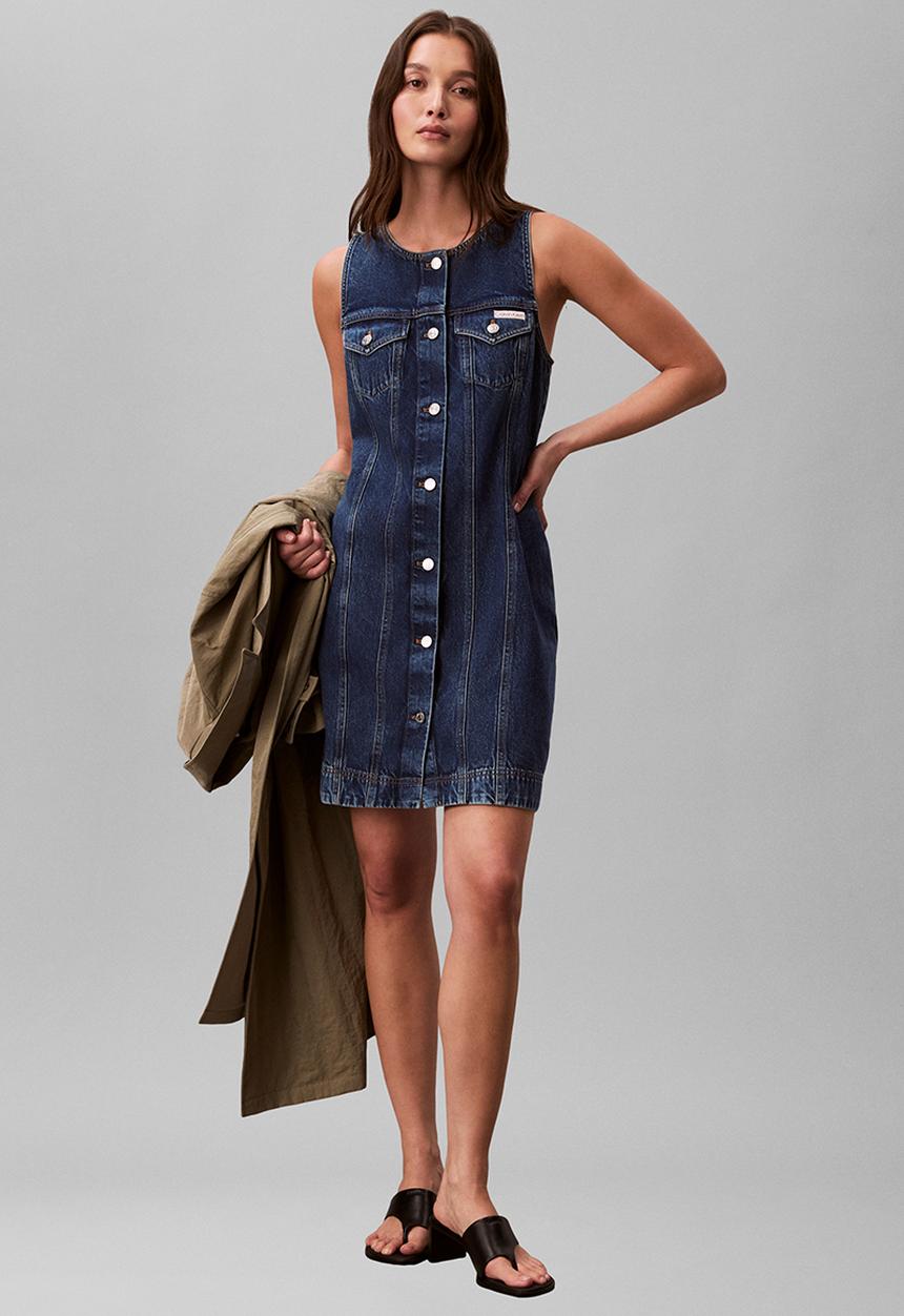 Calvin Klein - Whs slvls mini trucker dress madden blue - madden blue