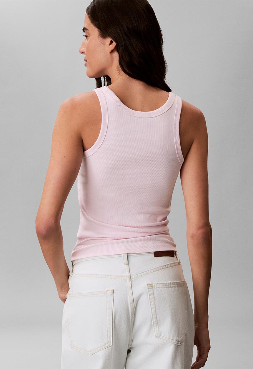 Calvin Klein - Contour 2x2 rib graphic tank - cradle pink