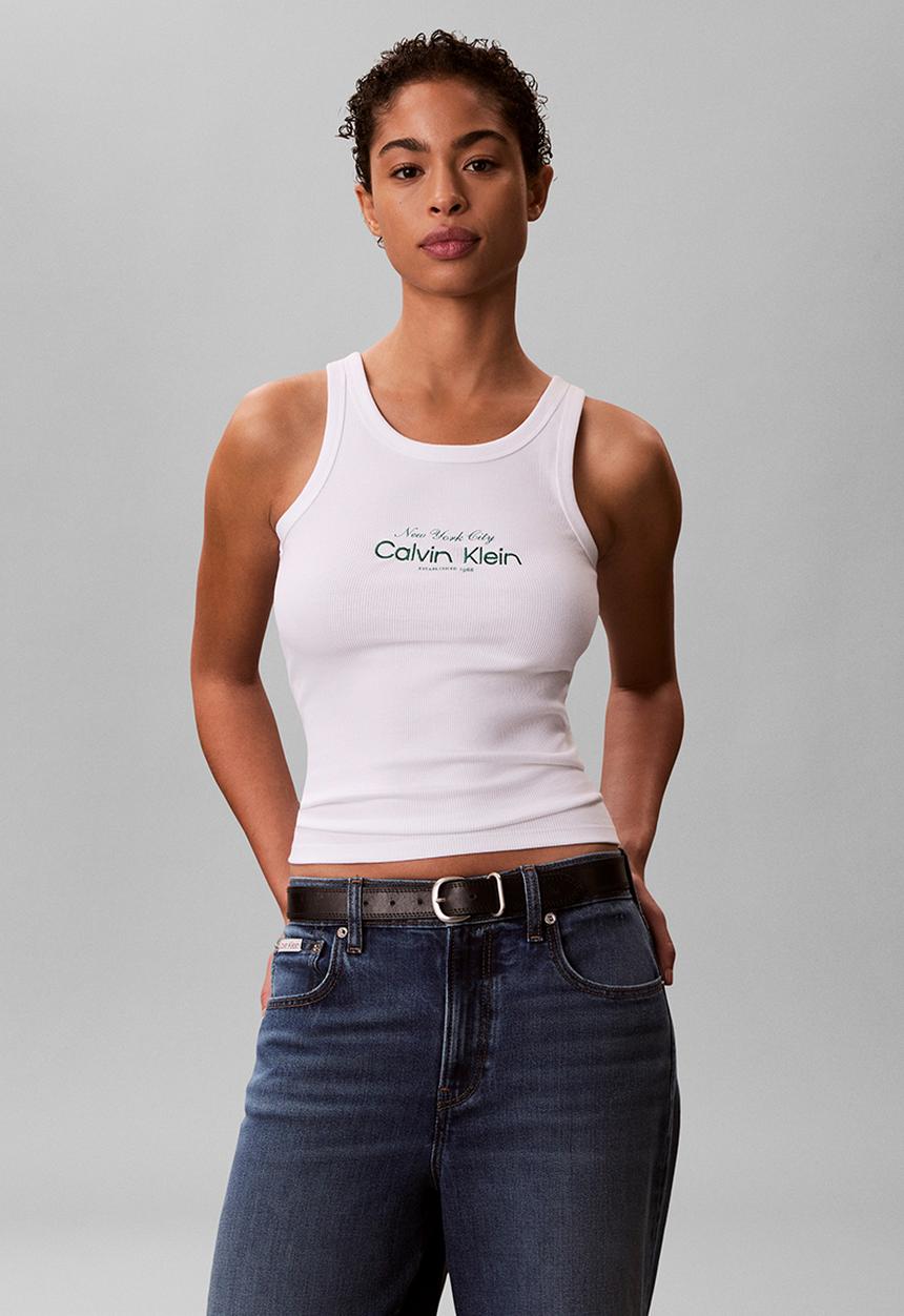 Calvin Klein - Contour 2x2 rib graphic tank - bright white