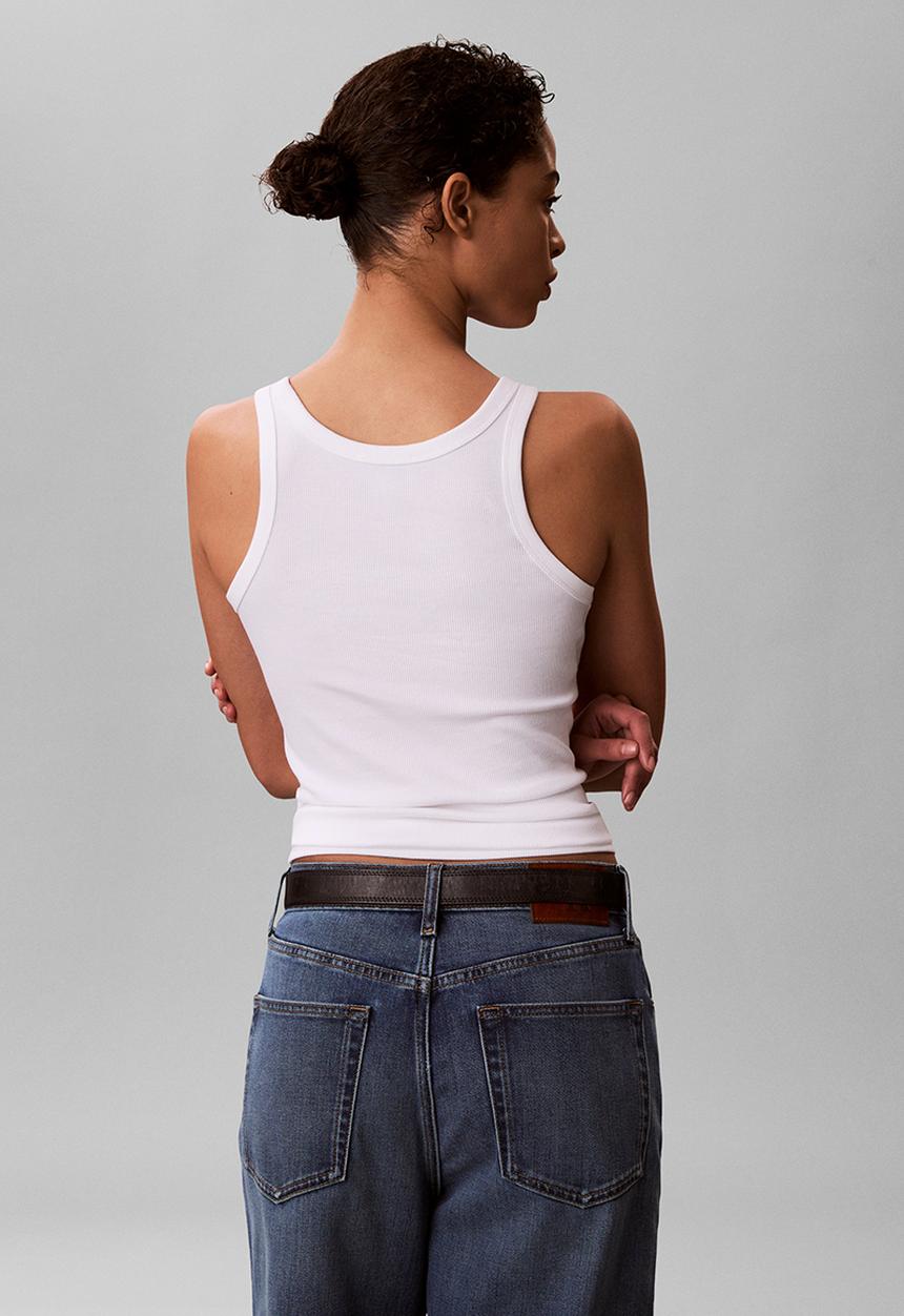 Calvin Klein - Contour 2x2 rib graphic tank - bright white