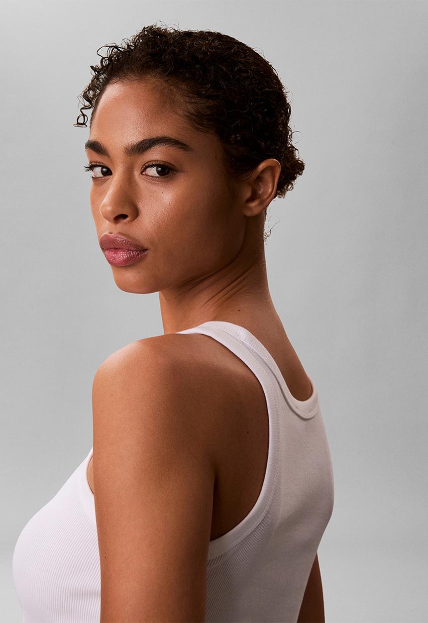 Calvin Klein - Contour 2x2 rib graphic tank - bright white