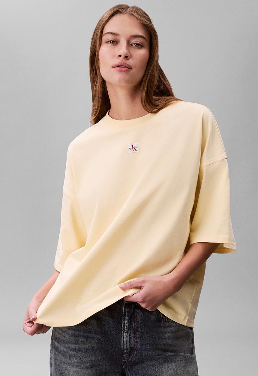 Calvin Klein - Ss woven label oversized tee - pear sorbet