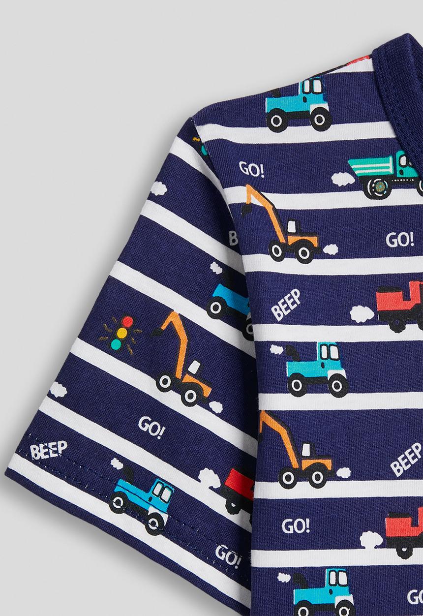 Pop Candy - Aop tee and plain shorts - navy stripes/navy