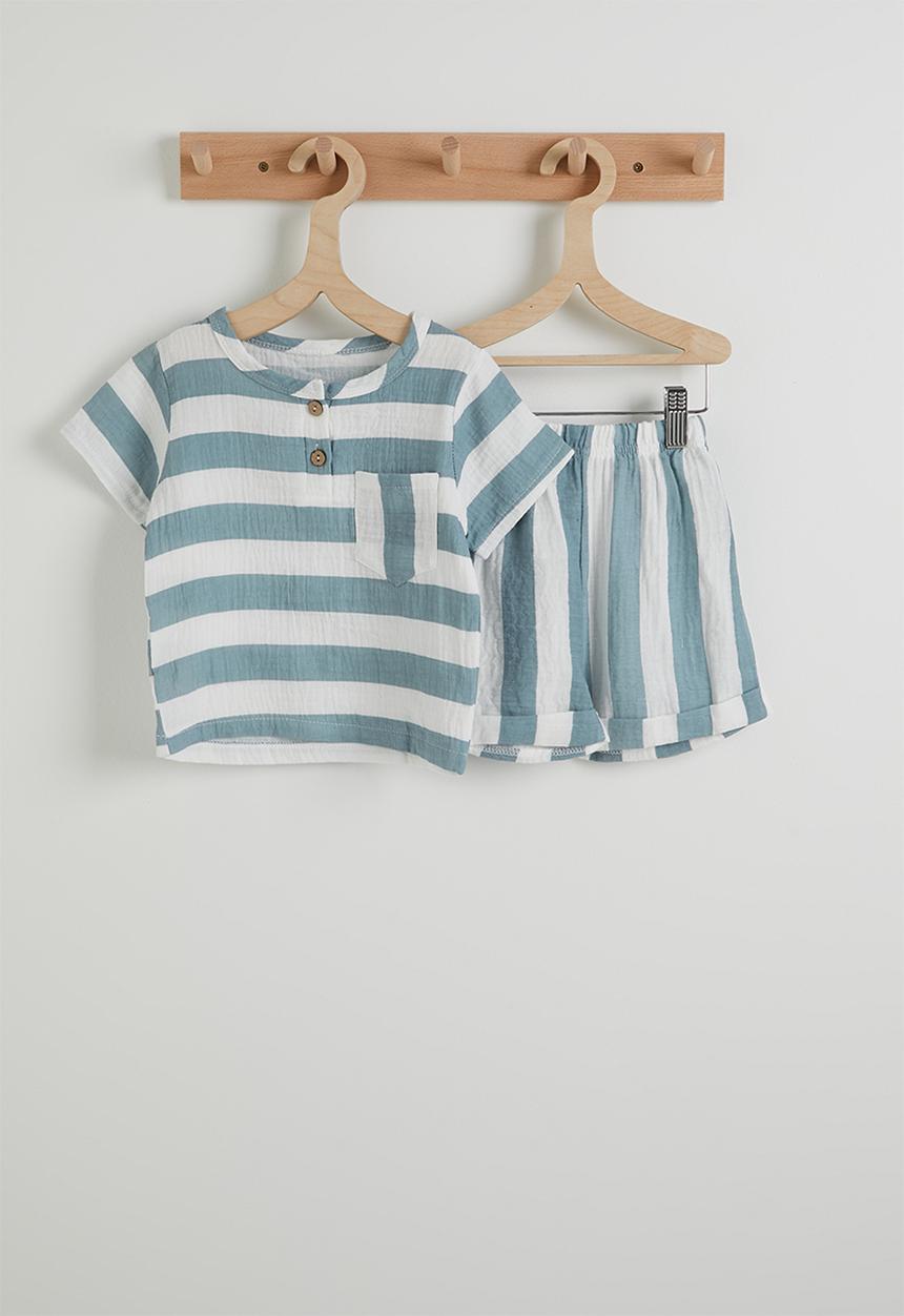 Pop Candy - Candy striped tee & shorts - grey