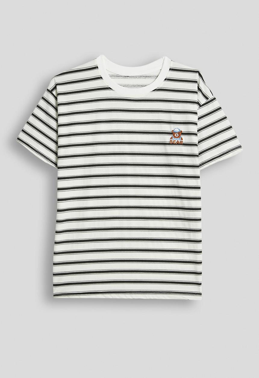 Pop Candy - Crew neck tee with shorts - black stripes/cream