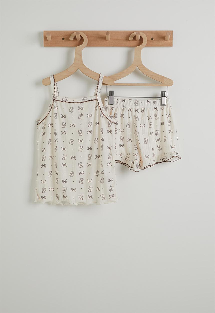 Pop Candy - Aop cami and shorts pj set - white