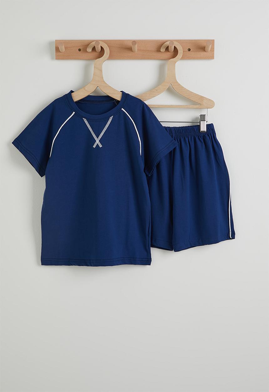Pop Candy - Coverstitch tee & shorts - dark navy