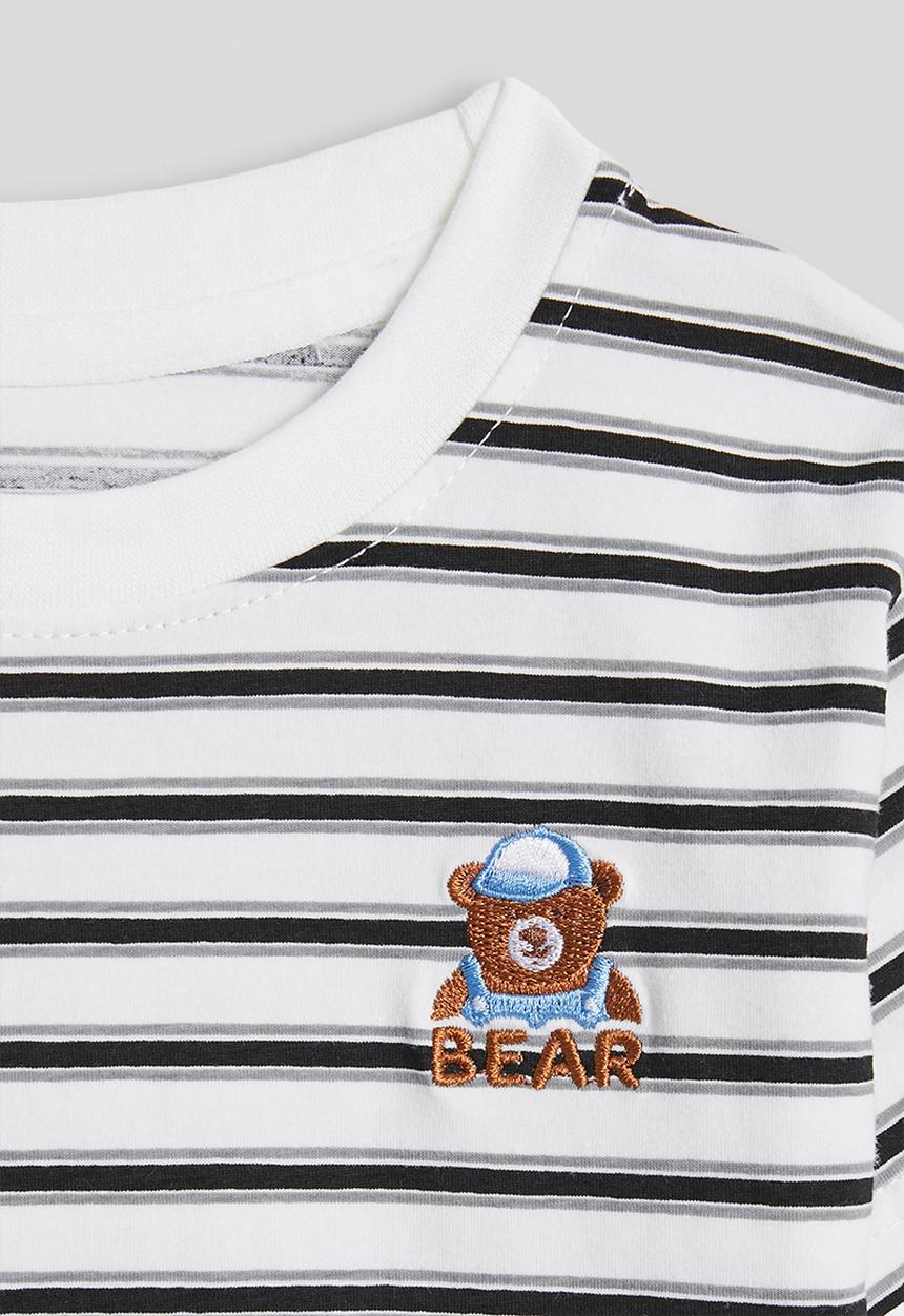 Pop Candy - Crew neck tee & shorts - black stripes & grey