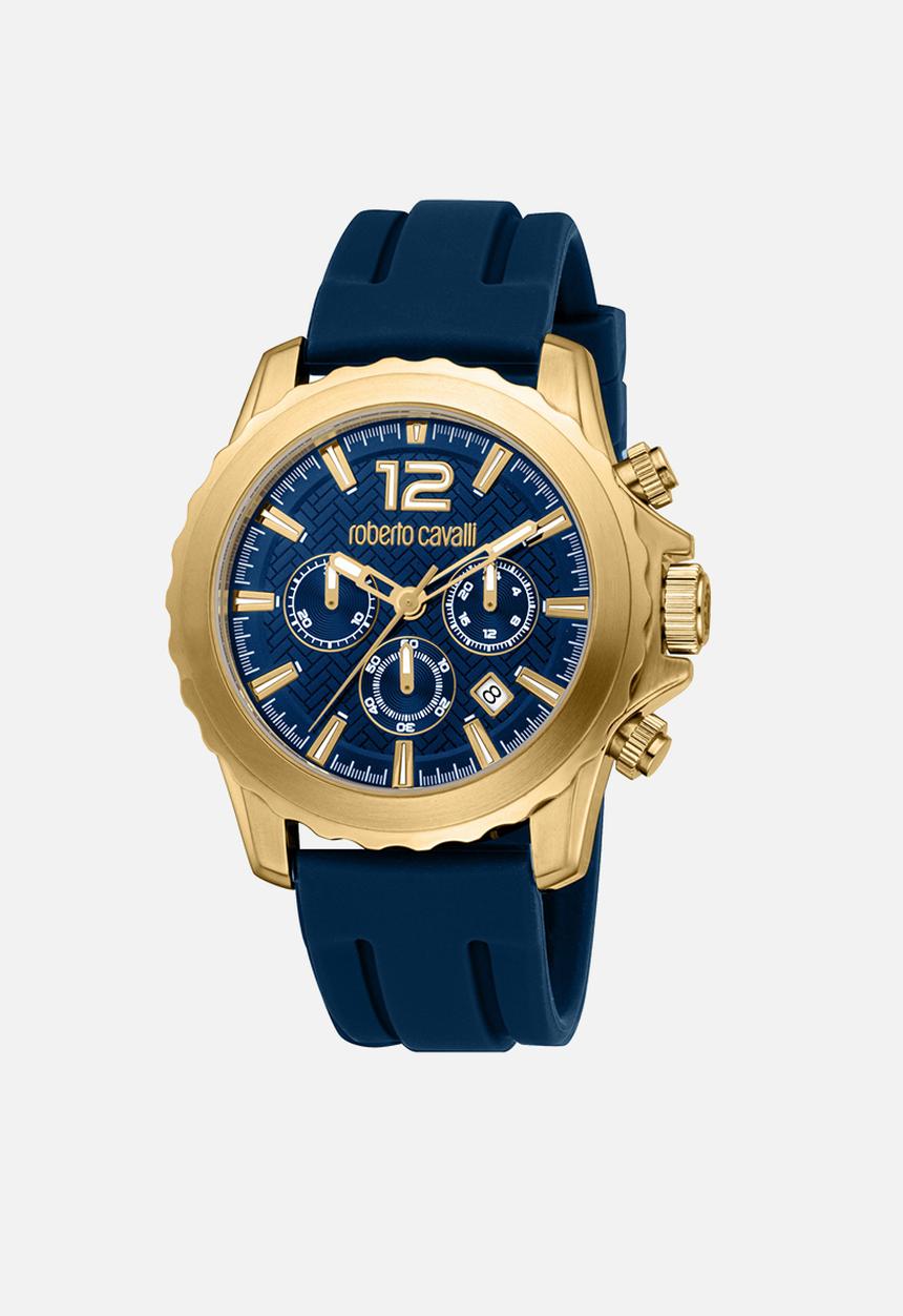 Roberto Cavalli - Roberto Cavalli RC5G130P0035 Chronograph 44mm Watch - Dark Blue & Gold