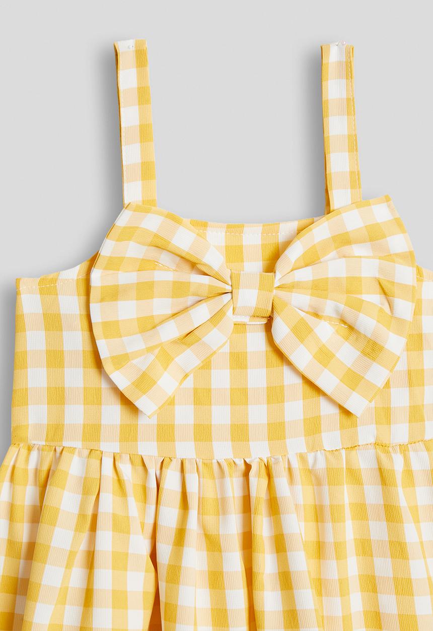 Pop Candy - Bow detail skater dress - yellow gingham