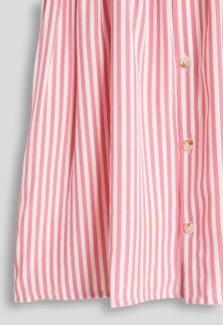 Pop Candy - Button-front puff sleeve dress - red stripes
