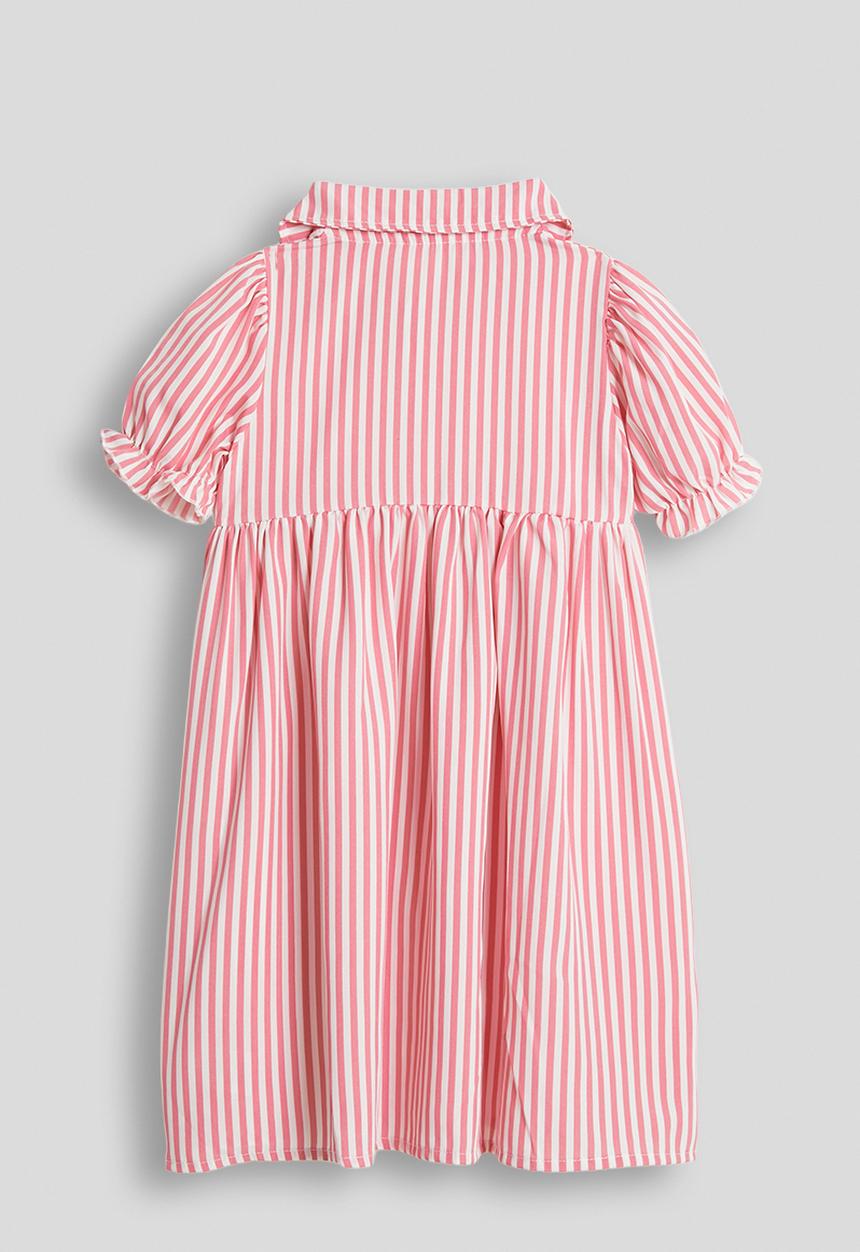 Pop Candy - Button-front puff sleeve dress - red stripes